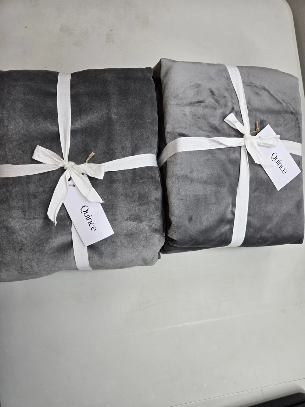 NWT QUINCE Set Of 2 48x96 Cotton Velvet True Blackout Curtains Slate 9239